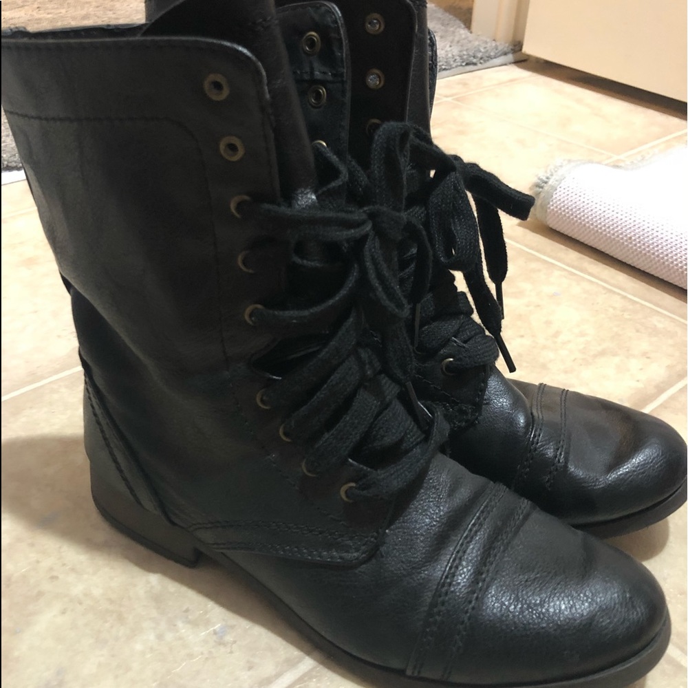 black combat boots